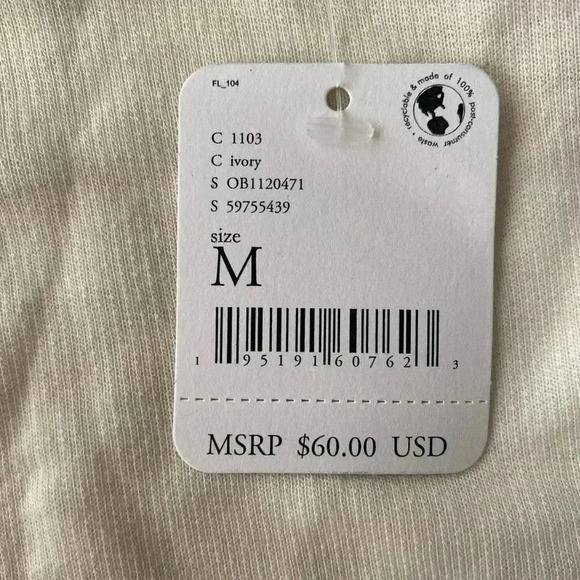 🆕 Free People Ivory Cozy Cool Girl Lounge T-Shirt M🆕 - Picture 13 of 16